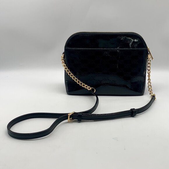 Michael Kors Black Cindy Patent Leather Large Dome Crossbody Bag - Picture 2 of 11